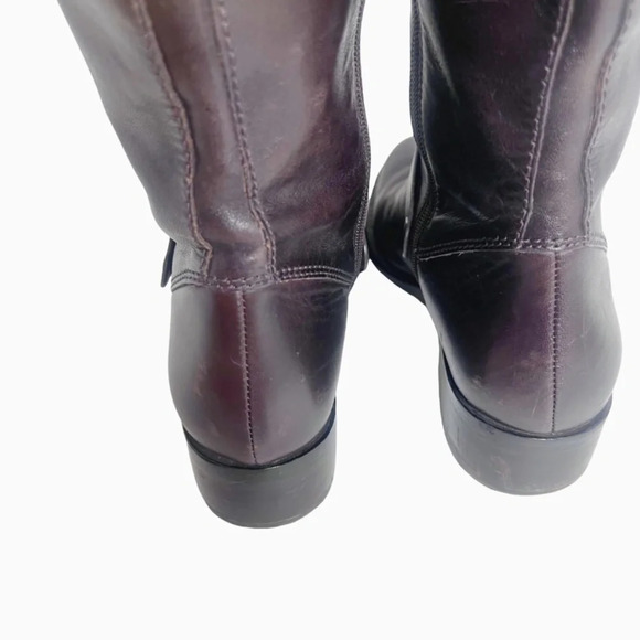 Via Spiga Dark Brown/Burgundy Leather Riding Boots - Picture 5 of 15